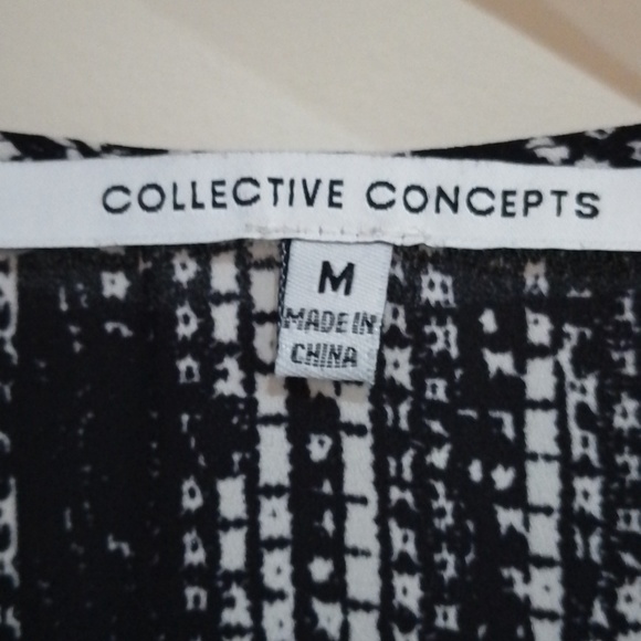 🌸 Collective concepts M black/cream pattern sheer top - Picture 4 of 8